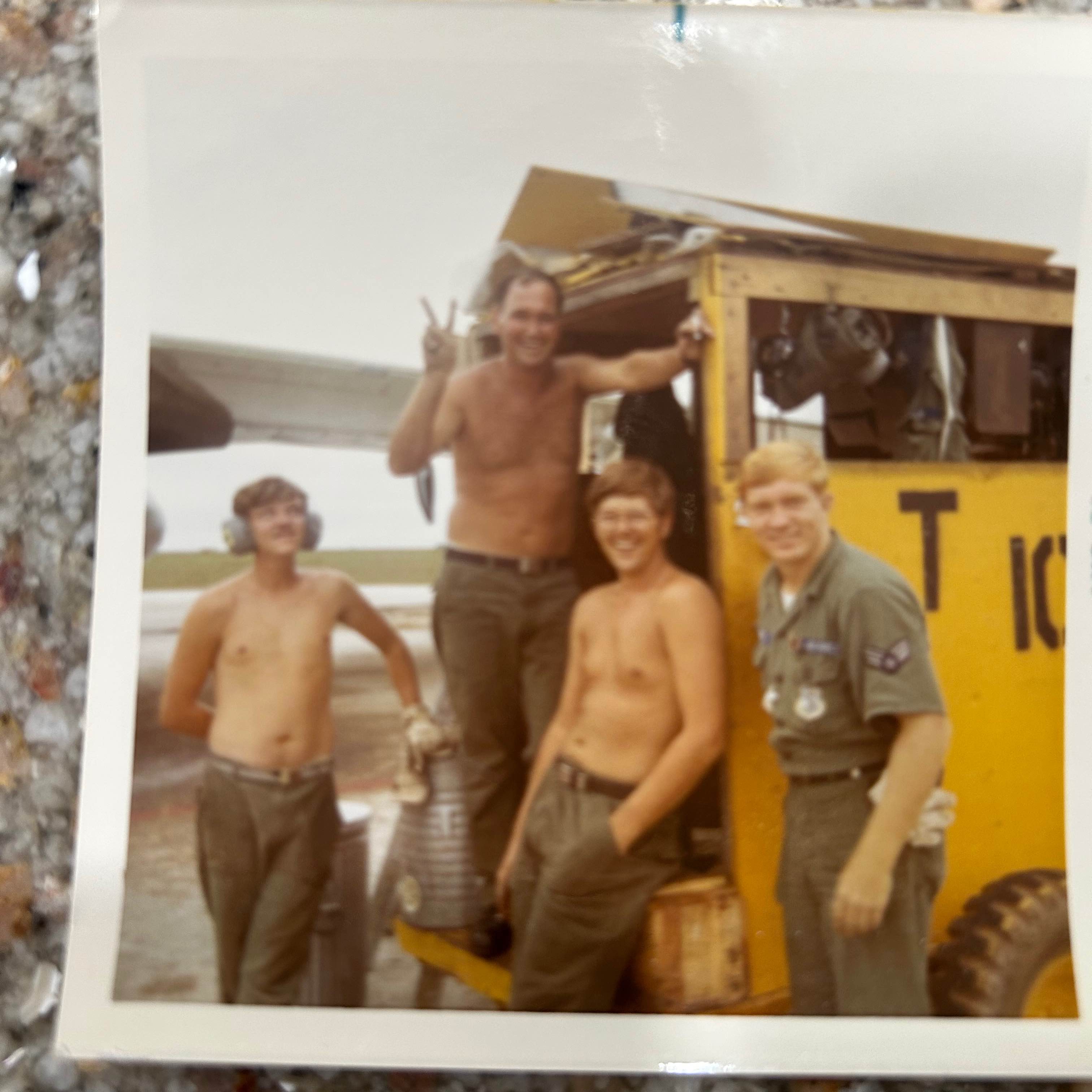 <i class="material-icons" data-template="memories-icon">chat_bubble</i><br/>Denise Storms, Air Force, E-8<br/>Born 2/2/1958<br/>Passed on 2/2/2018<br/>Posted by: Denise Storms<br/><div class='remember-wall-long-description'>This was my dad, standing on trailer, in Guam on June 3, 1972. He was TDY. Miss you and mom so much! Love you!</div><a class='btn btn-primary btn-sm mt-2 remember-wall-toggle-long-description' onclick='initRememberWallToggleLongDescriptionBtn(this)'>Learn more</a>