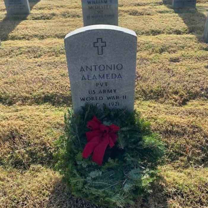 <i class="material-icons" data-template="memories-icon">chat_bubble</i><br/>Alameda, Antonio, Army, PVT<br/>Born 8/5/1921<br/>Passed on 3/22/2005<br/>Posted by: Scates Family<br/><div class='remember-wall-long-description'>Thank you for remembering and honoring our family.</div><a class='btn btn-primary btn-sm mt-2 remember-wall-toggle-long-description' onclick='initRememberWallToggleLongDescriptionBtn(this)'>Learn more</a>