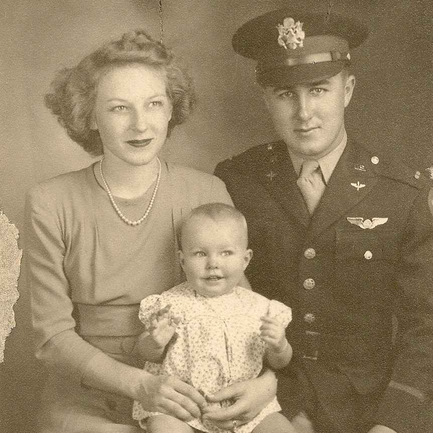 <i class="material-icons" data-template="memories-icon">chat_bubble</i><br/>Marion Lee Becking Jr, Air Force, <br/>Posted by: Charlotte Becking Wood<br/><div class='remember-wall-long-description'>Forever in my Heart. This picture is of my Mom (Jeane), my Daddy Marion, and myself (Channe as he nicknamed me)!!! This was the last picture taken of us as he was killed in a Mid Air Collision over Vienna Austria a few months later on March 17, 1944. I was raised and at 82 still believe that My Daddy gave his life so Our Great County could be free. And Thanks to all who Served and gave the Ultimate. I am also proud to say that two of my Grandsons are now serving Our Country!!! Daddy Marion is buried in a Common Grave in Missouri's National Veterans Memorial in Perryville.</div><a class='btn btn-primary btn-sm mt-2 remember-wall-toggle-long-description' onclick='initRememberWallToggleLongDescriptionBtn(this)'>Learn more</a>