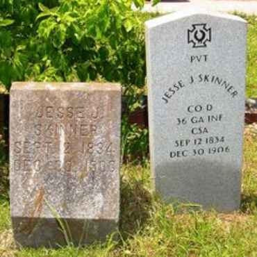 <i class="material-icons" data-template="memories-icon">chat_bubble</i><br/>Jesse J. Skinner, Private<br/>Posted by: Gov. Jared Irwin Chapter, NSDAR<br/><div class='remember-wall-long-description'>Jesse J. Skinner - Private - Co. D, 36 (Villepigue's) GA Infantry - 
 Confederate States of America - Died in Burke County and brought back to Sandersville Old City Cemetery to be buriedSeptember 12, 1834 - December 30, 1906 - Sandersville Old City Cemetery, Sandersville, GA</div><a class='btn btn-primary btn-sm mt-2 remember-wall-toggle-long-description' onclick='initRememberWallToggleLongDescriptionBtn(this)'>Learn more</a>