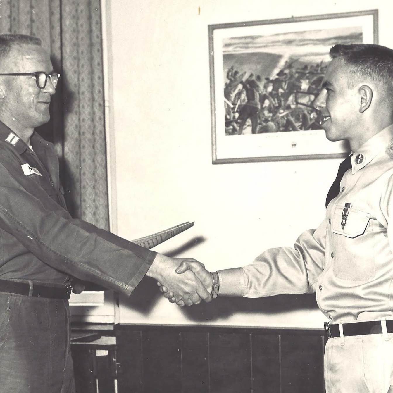 <i class="material-icons" data-template="memories-icon">chat_bubble</i><br/>George Handle, Army, Sergeant <br/>Posted by: Lucas Willette<br/><div class='remember-wall-long-description'>My Great -Grandfather served in Vietnam The Big Red One 1st Infantry.</div><a class='btn btn-primary btn-sm mt-2 remember-wall-toggle-long-description' onclick='initRememberWallToggleLongDescriptionBtn(this)'>Learn more</a>