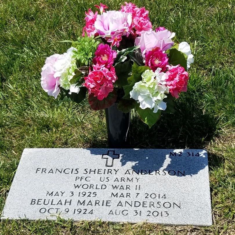 <i class="material-icons" data-template="memories-icon">chat_bubble</i><br/>FRANCIS SHEIRY ANDERSON, Army, PFC<br/>Born 5/3/1925<br/>Passed on 3/7/2014<br/>Posted by: The Anderson Family<br/><div class='remember-wall-long-description'>In Memory Of Dad & Mom ~ "You Are Missed & Loved Very Much Everyday & We Would Like To Take A Moment To Express Our Gratitude For Your Service To Our Country"</div><a class='btn btn-primary btn-sm mt-2 remember-wall-toggle-long-description' onclick='initRememberWallToggleLongDescriptionBtn(this)'>Learn more</a>